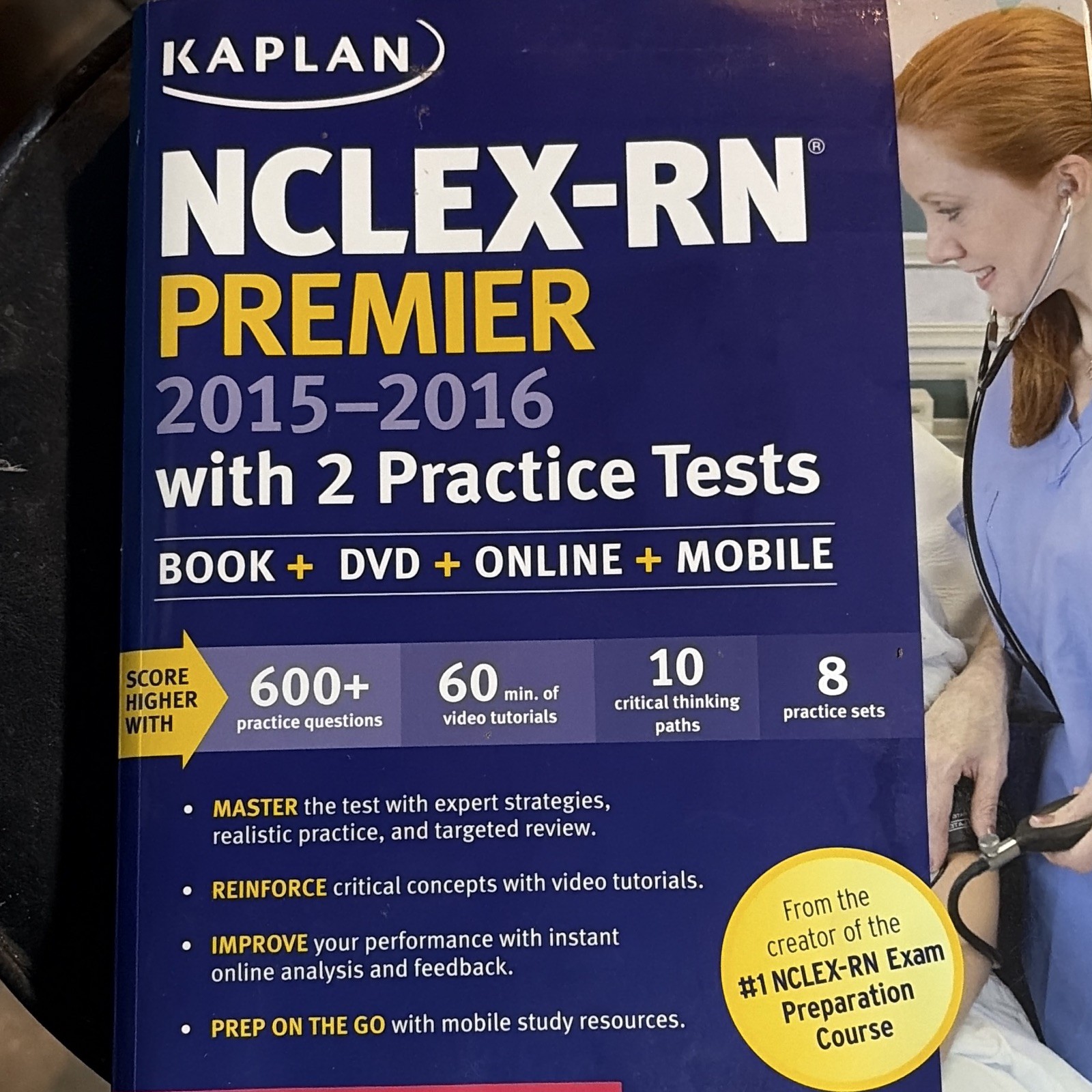 Kaplan NCLEX-RN Premier 2015-2016 Textbook w/ DVD, 2 Practice Tests (English)
