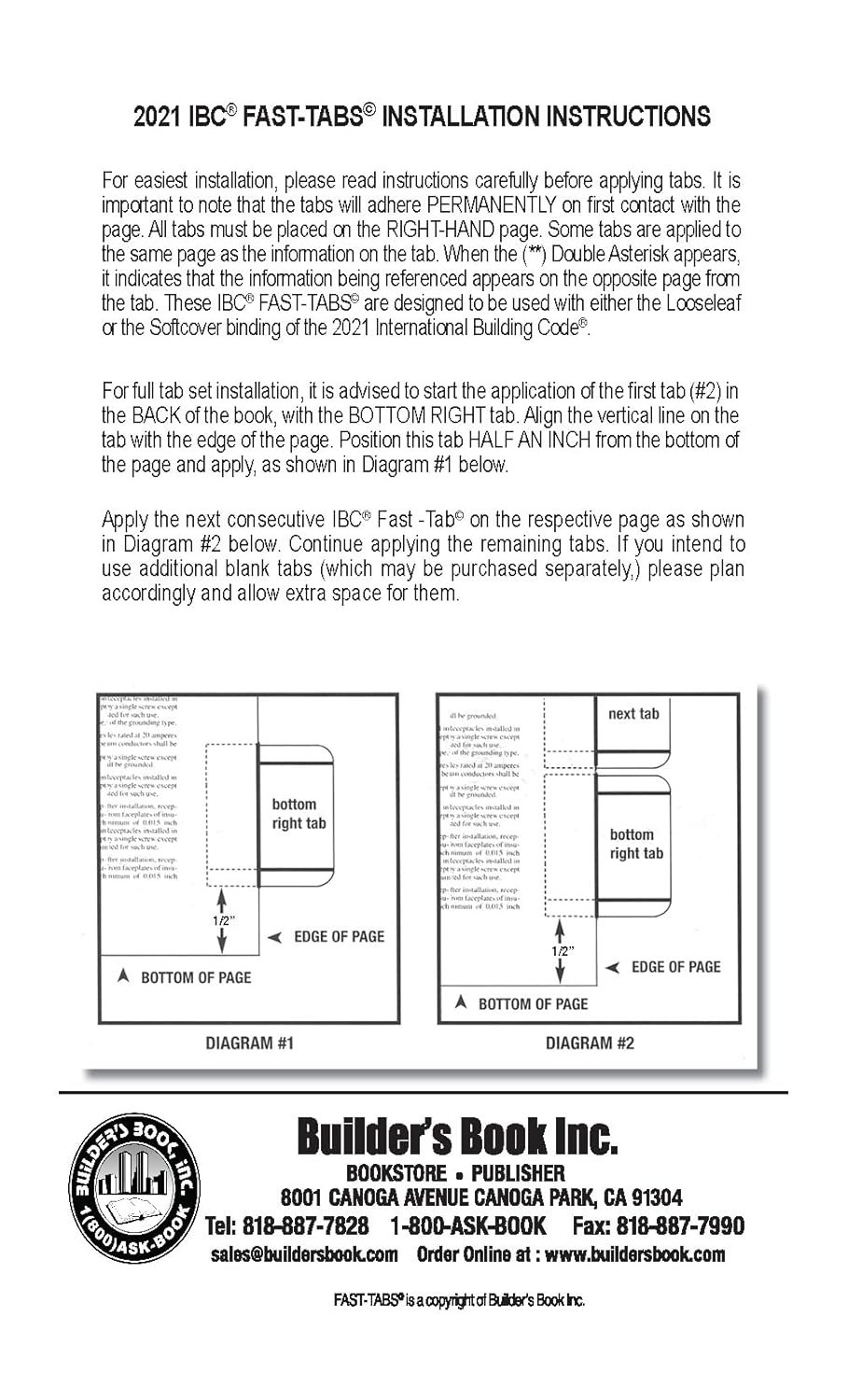 2021 International Building Code (IBC) Fast Tabs Pamphlet