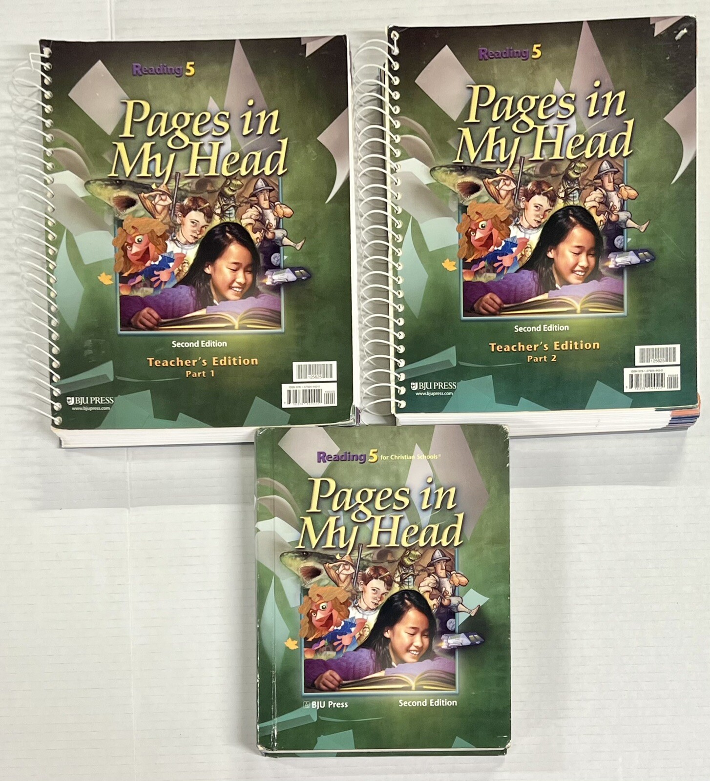 BJU Reading 5 Pages in My Head Textbook hardback and Teachers Editions 1 & 2