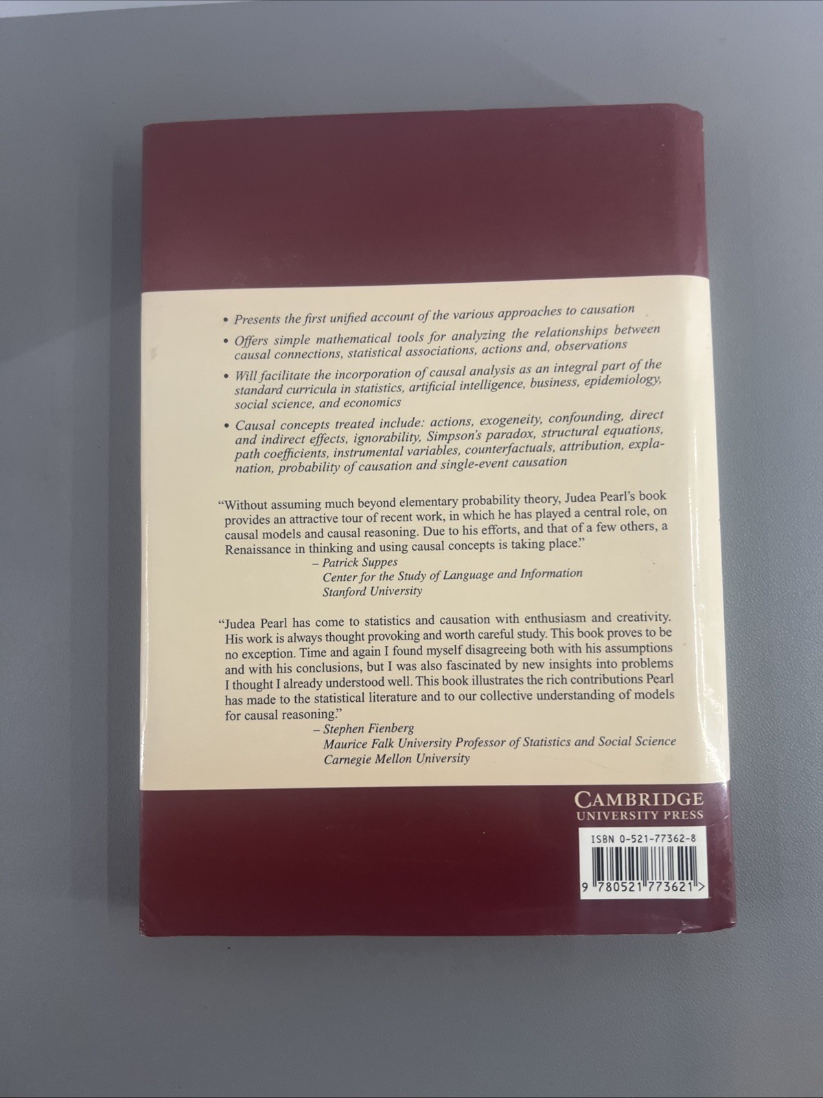 CAUSALITY: MODELS, REASONING, AND INFERENCE By Judea Pearl – Hardcover EXCELLENT