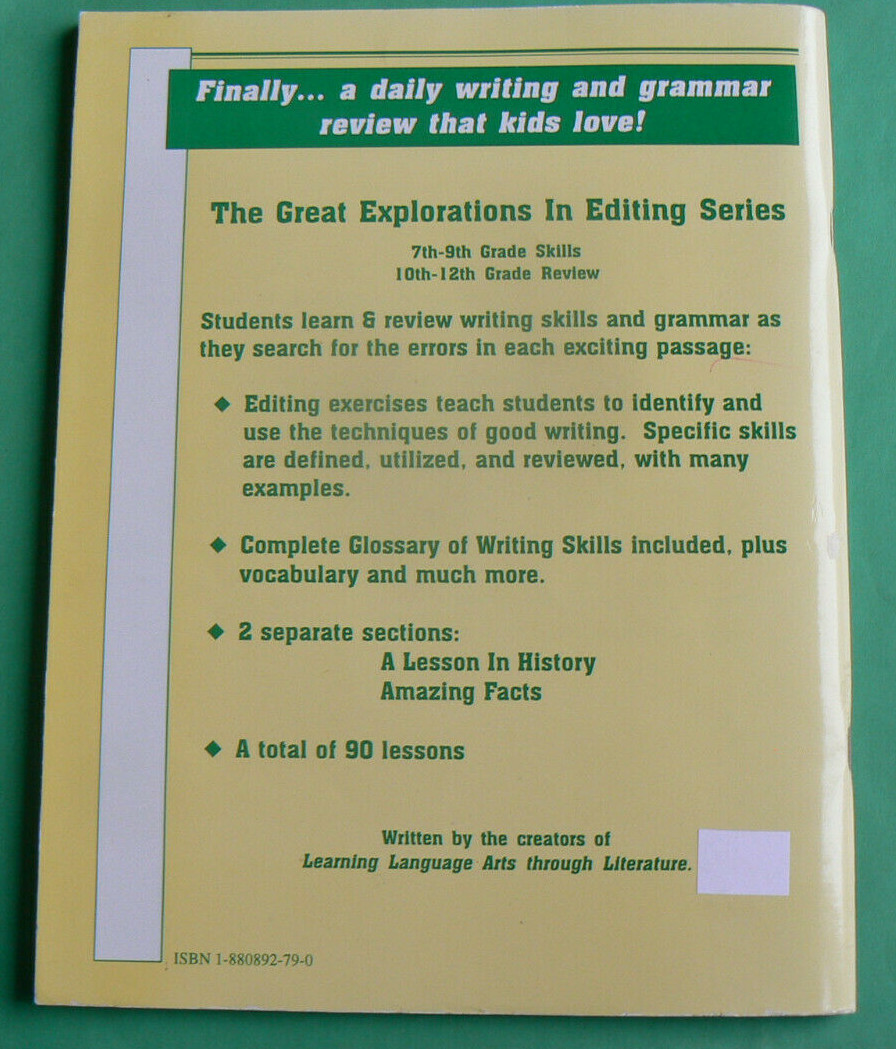 Great Explorations in Editing, Common Sense Press,1995 ALL CLEAN! by LLAL