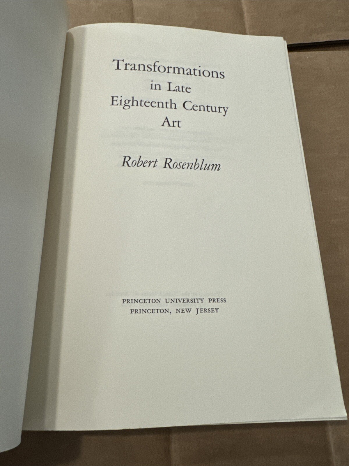 Transformations in Late Eighteenth-Century Art Robert Rosenblum 1974