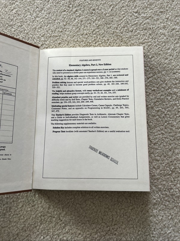 Part 2 Elementary Algebra New Edition Teachers Edition Dolciani gallery
