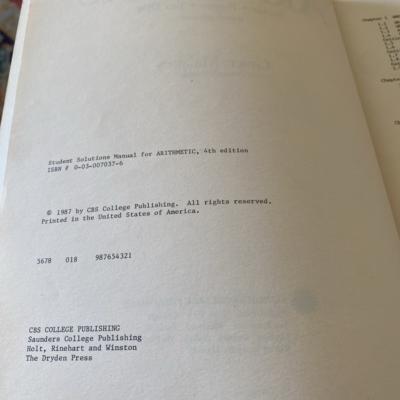 Student Solutions Manual For Arithmetic Fourth Edition Grace Malaney 1987 gallery