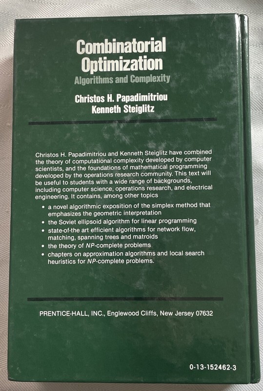 Combinatorial Optimization Christis H Papadimitriou & Kenneth Steiglitz HC 1982 gallery