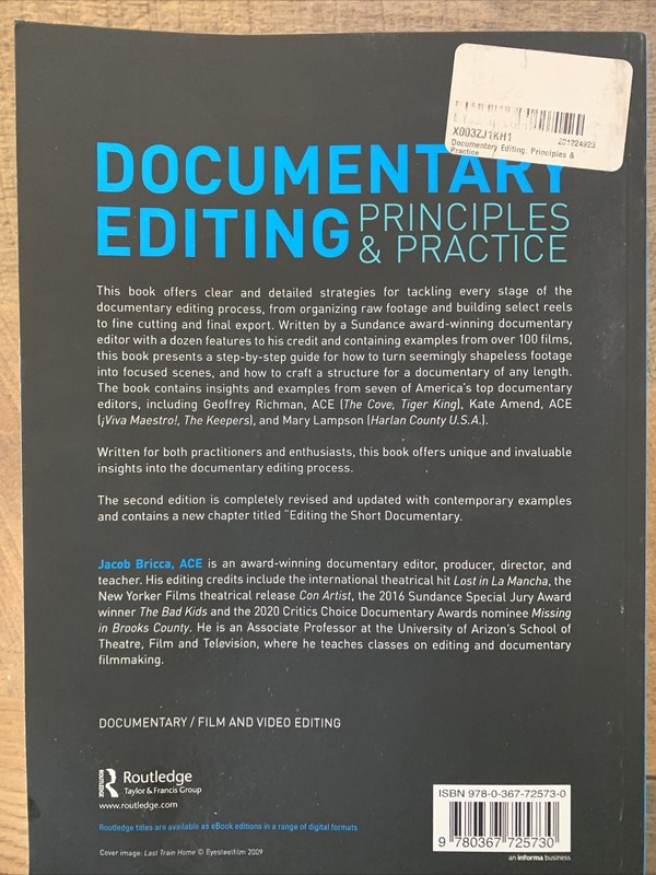 Documentary Editing: Principles & Practice by Jacob Bricca, ACE Paperback Book gallery