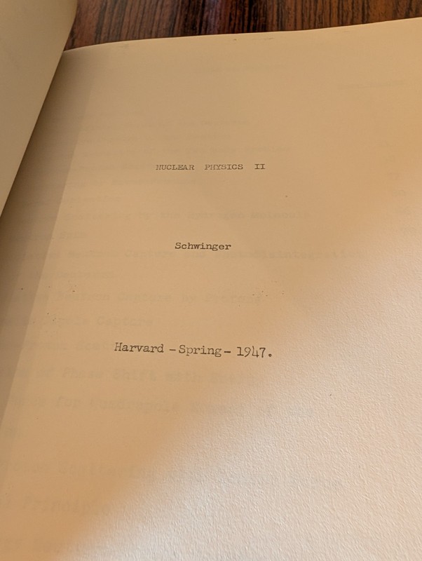 Julian Schwinger Lecture Notes Harvard 1946-47 | Nuclear Physics | Part 1 & 2 gallery