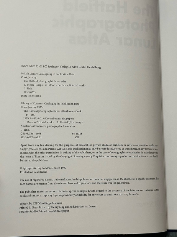 The Hatfield Photographic Lunar Atlas Hardback Book gallery