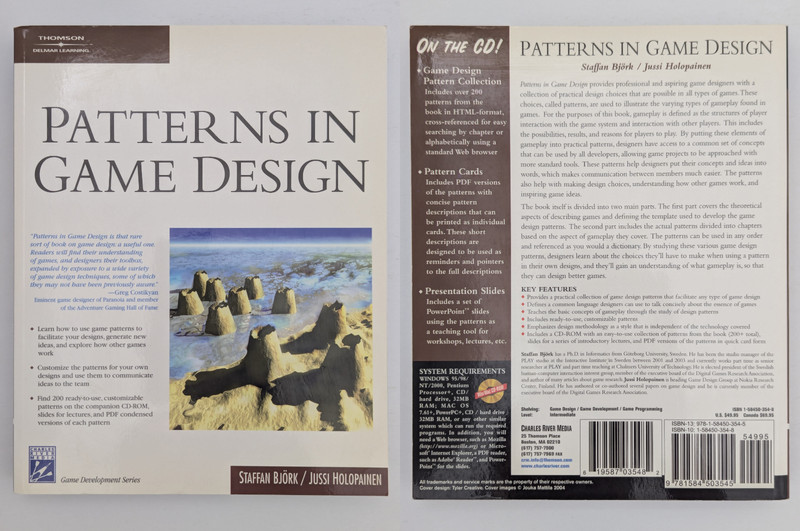 Patterns in Game Design Staffan Bjork Jussi Holopainen 2004 NO CD-ROM Paperback
