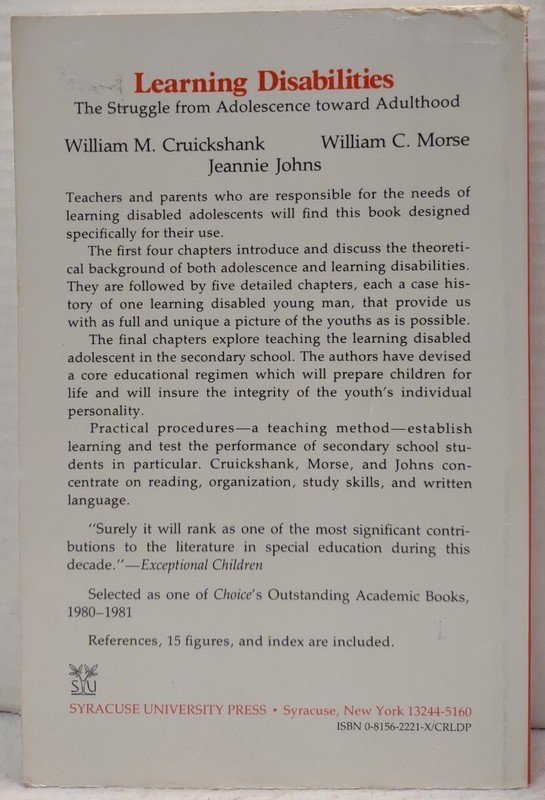 LEARNING DISABILITES by William M. Cruickshank (1980, Pb) * FREE SHIPPING * gallery