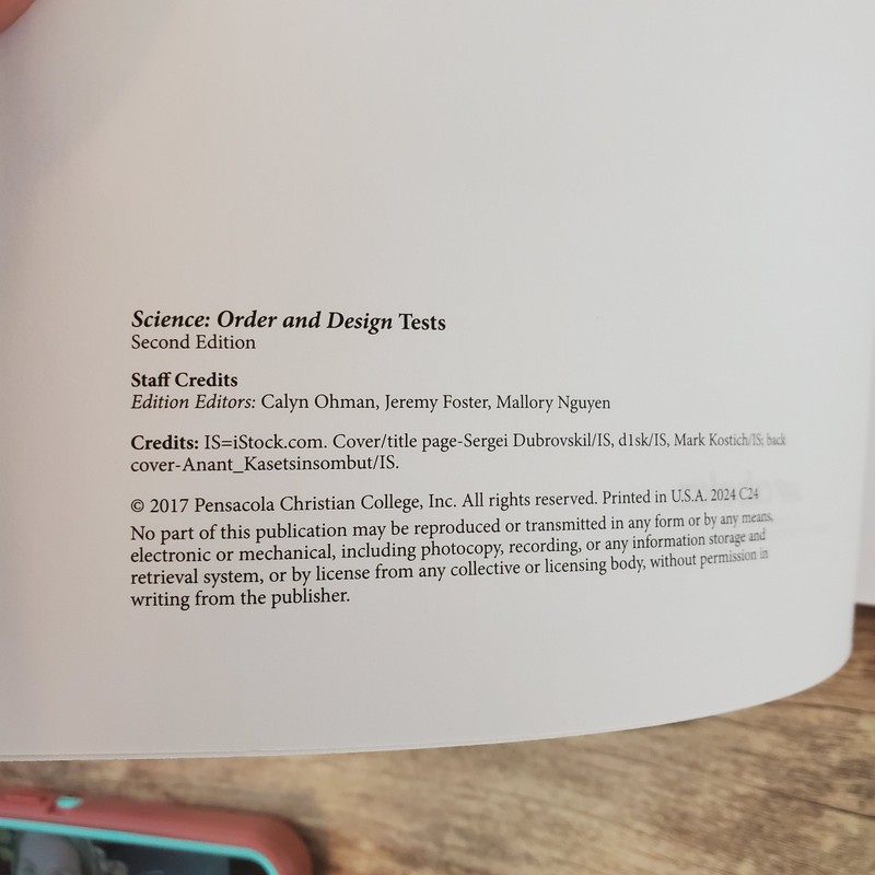 Abeka Science Order & Design Tests and Teacher's Key Unused gallery