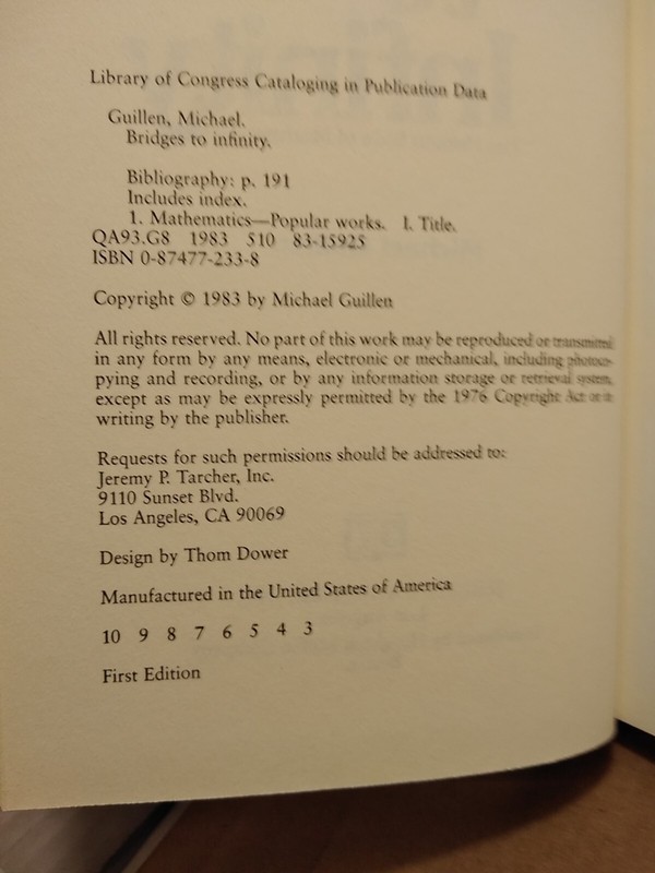 Bridges to Infinity by Michael Guillen - 1983 - 1st Edition Hardcover w/ DJ gallery