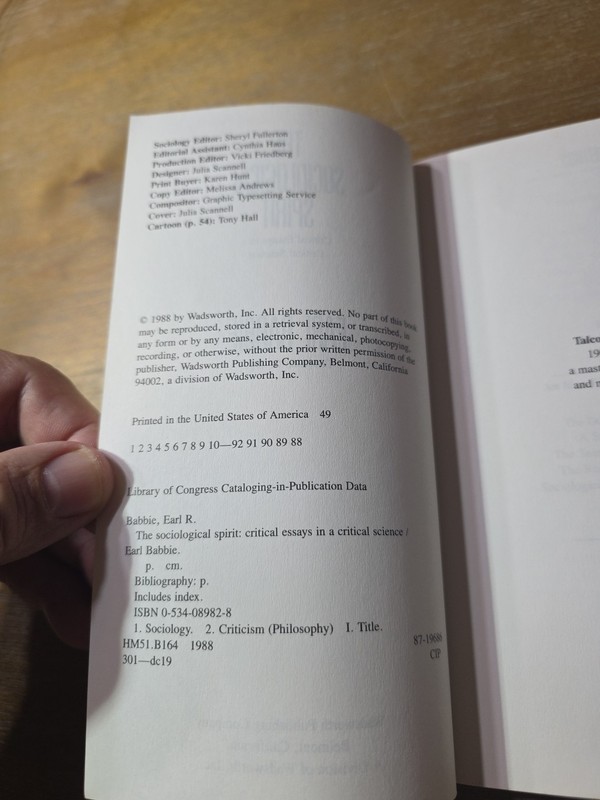 The Socio-Logical Spirit, Earl Babbie, 1988, 1st Edition gallery