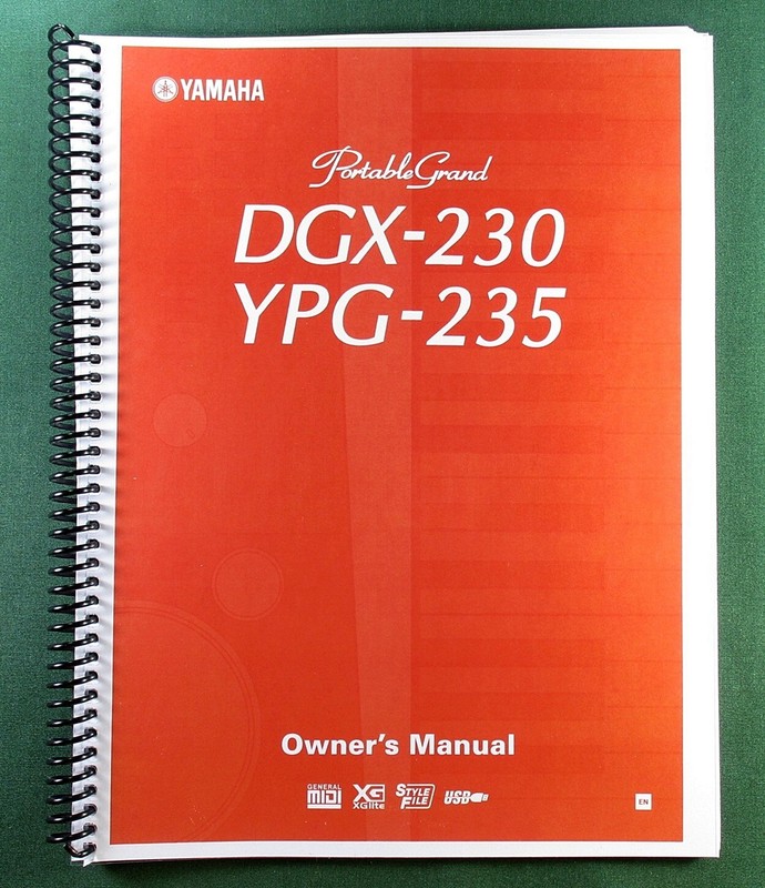 Yamaha DGX-230 YPG-235 Owner’s Manual: 120 Pages & Protective Covers!