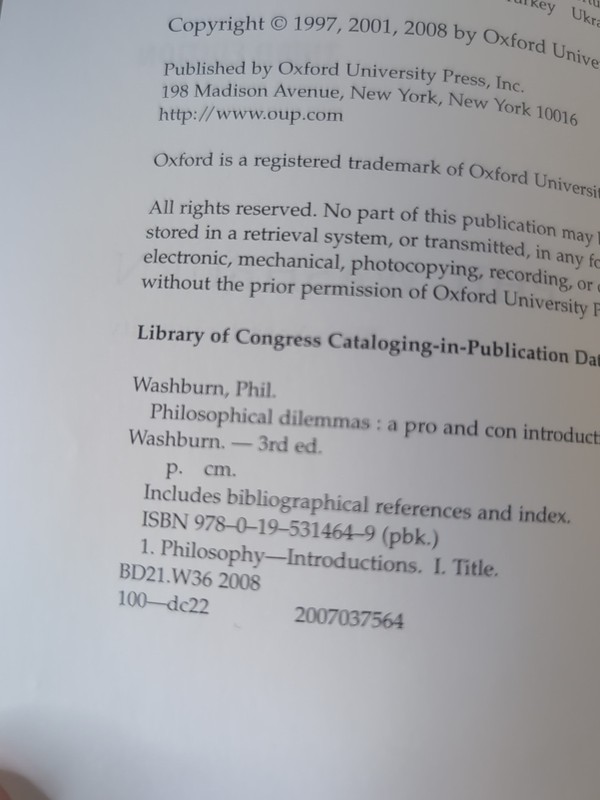 Philosophical Dilemmas: A Pro and Con Introduction to the Major Questions gallery