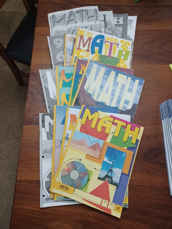 ACE School Of Tomorrow Math Student Books and Score Keys 1052-1054, 1058-1072