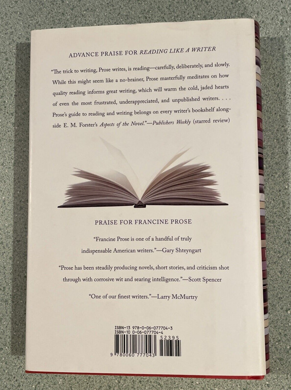 SIGNED: Reading Like A Writer, Francine Prose, 2006, HCDJ, 1st Ed, 3rd Print gallery