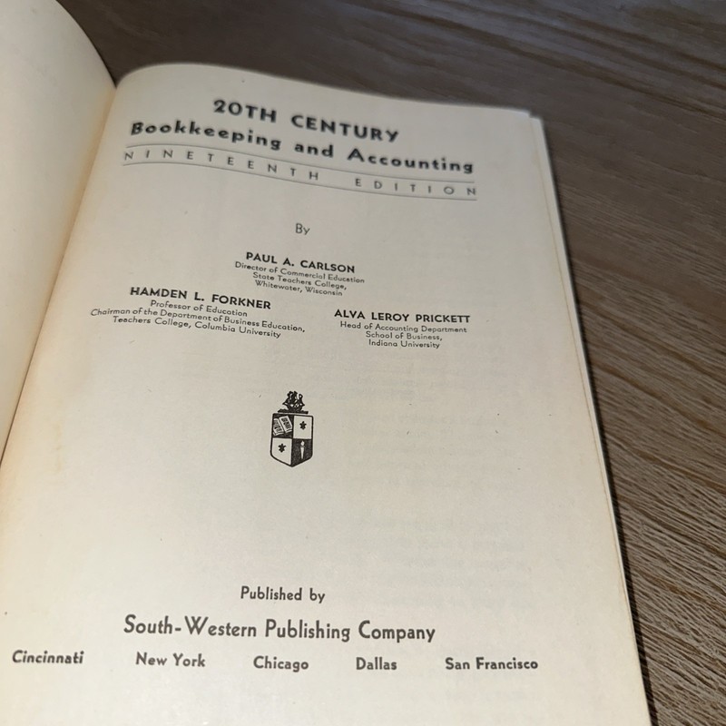 20TH CENTURY Bookkeeping and Accounting 19th Edition (1947, Hardcover) gallery