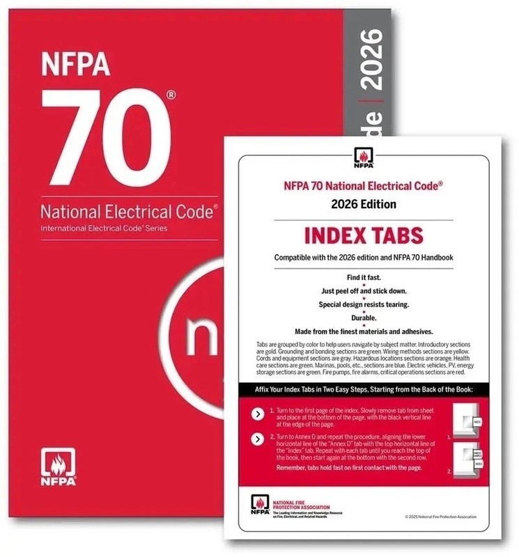 NFPA 70, National Electrical Code NEC 2026 WITH INDEX TAB Paperback USA STOCK