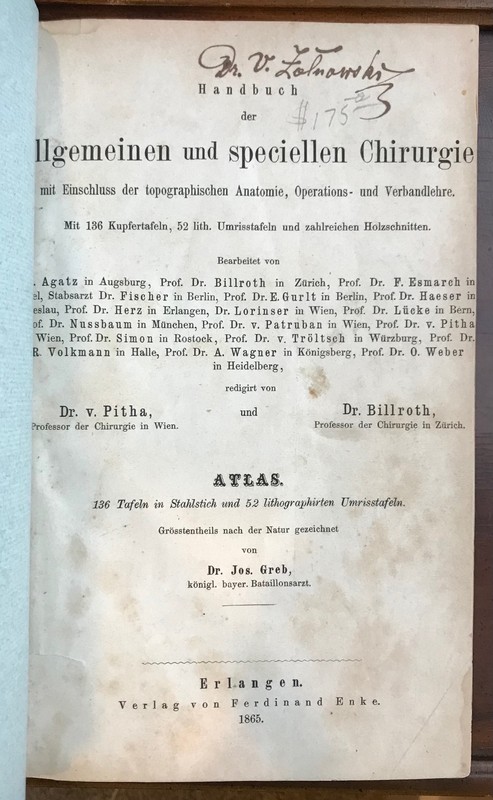 Pitha and Billroth, Handbuch der Igemeinen und speciellen Chirurgie, 1865 gallery