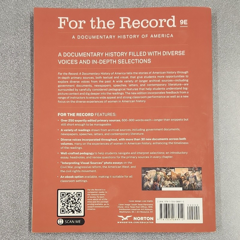 For the Record: Documentary History of America Vol 2 9th Ed Shi Mayer gallery