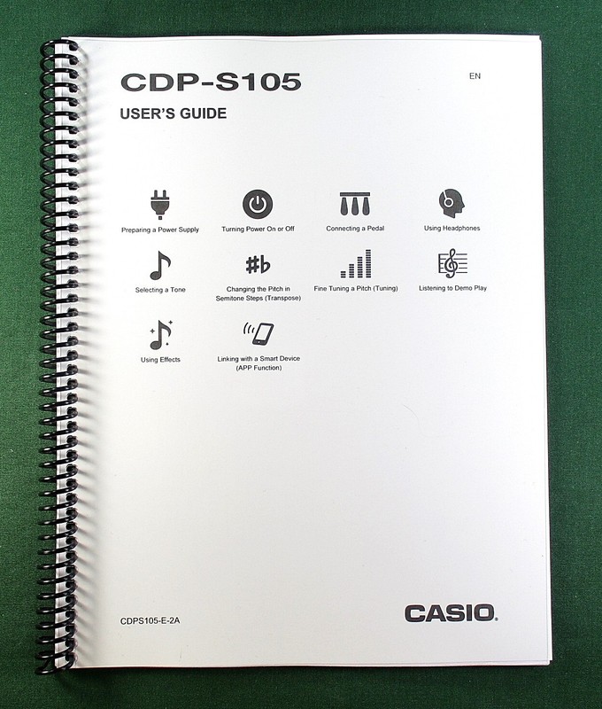 Casio CDP-S105 Instruction Manual: 26 Pages Coil Bound & Clear Covers!