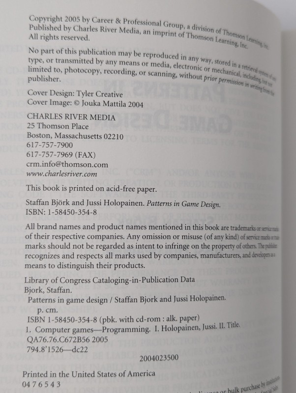 Patterns in Game Design Staffan Bjork Jussi Holopainen 2004 NO CD-ROM Paperback gallery