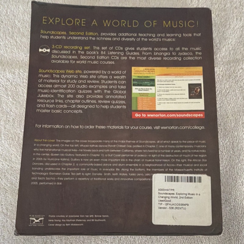 W. W. Norton Soundscapes Exploring Music Second Edition by Shelemay Paperback CD gallery