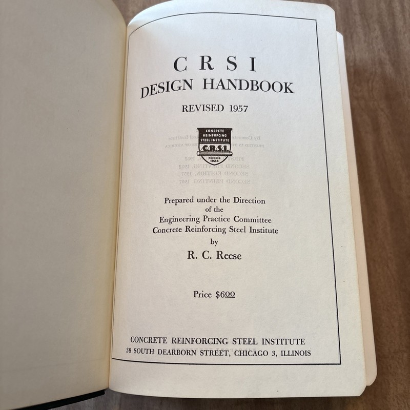 CRSI Design Handbook - Revised 1957 HC Concrete Reinforcing Steel Institute 1952 gallery