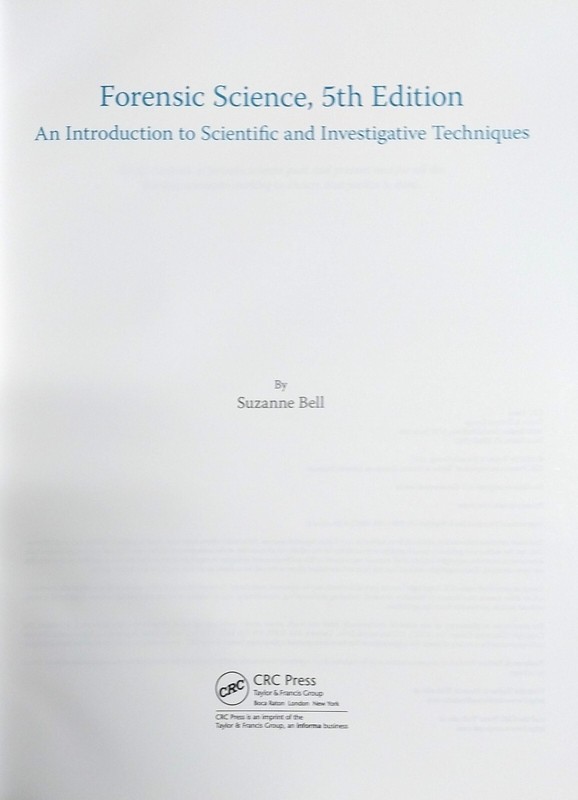 Forensic Science : An Introduction, 5th ed. Hardcover, Suzanne Bell, CRC 2019 gallery