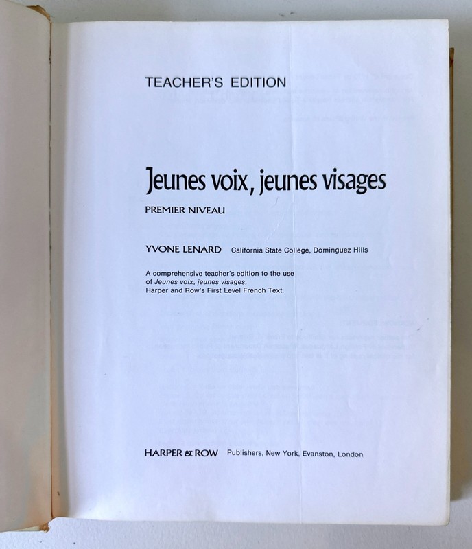 Jeunes Voix Jeunes Visages Teachers Edition 1970 Yvone Lenard French Textbook HC gallery