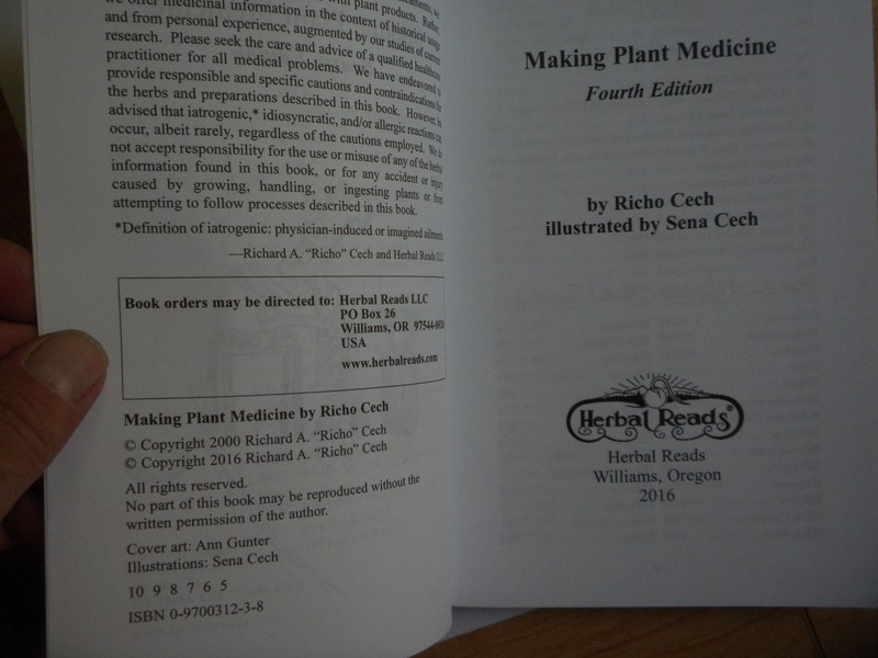 Making Plant Medicine, 4th Ed., by Richo Cech, 2016, Brand new book, 336 pages gallery