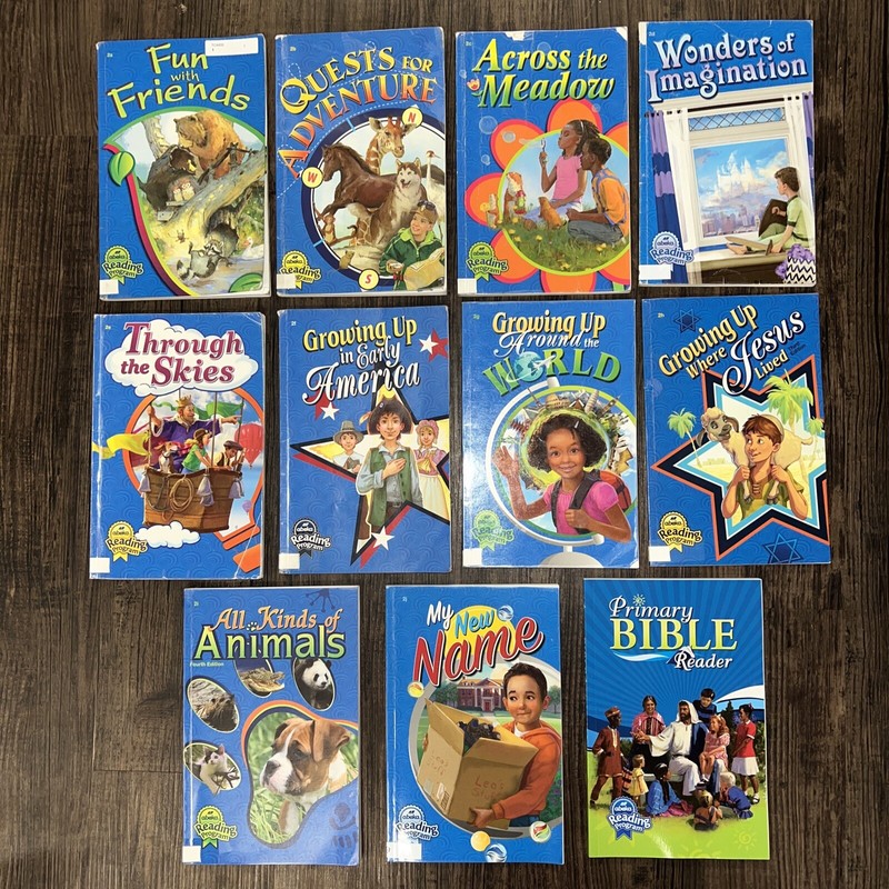 A Beka Reading 2nd grade SET of 11 Readers : A-J Books Plus Primary Bible Reader