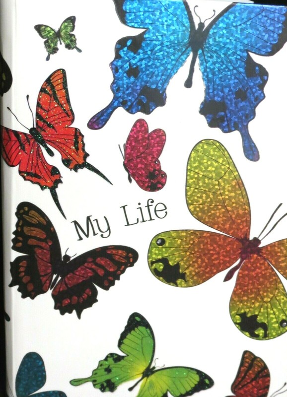 My Life Notebook, NEW! Foil Butterflies art, Lined, Notes,to do,ideas ,Websites,