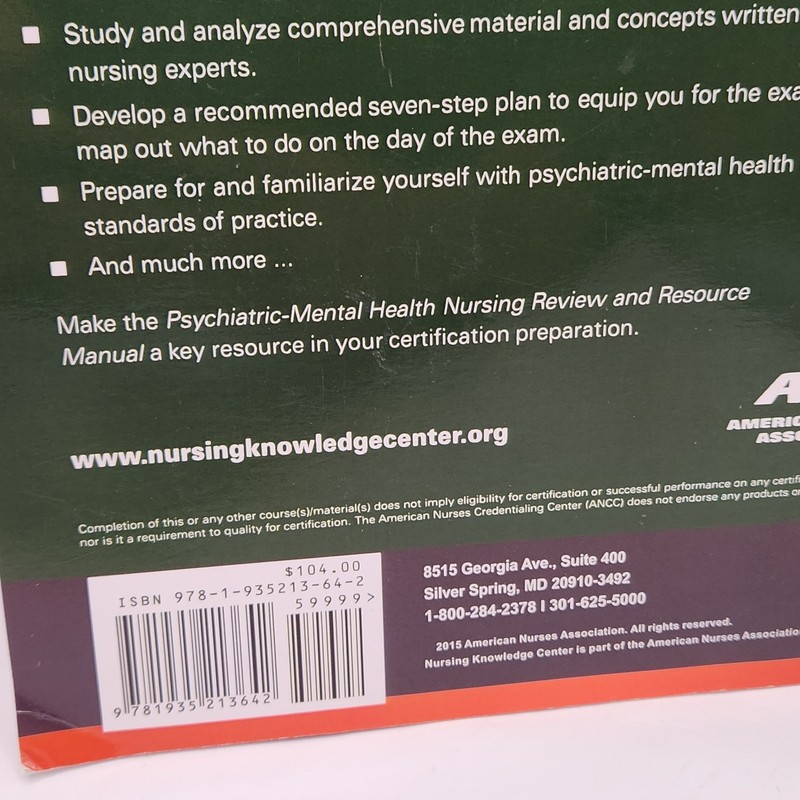 Psychiatric Mental Health Nursing Book Resource Manual 5th Edition Certification gallery