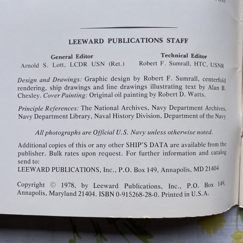 USS Arizona (BB39) - Ship’s Data No. 3 (1978 Leeward Publications, 48 pages PB) gallery