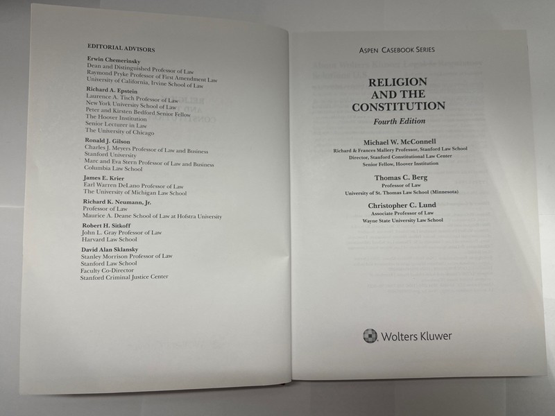Religion And The Constitution McCONNELL BERG LUND 4th Edition 2016 Hardcover gallery