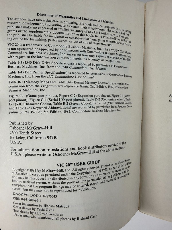 Vic 20 User Guide / Osborne / McGraw-Hill / Commodore VIC-20 (Book) gallery