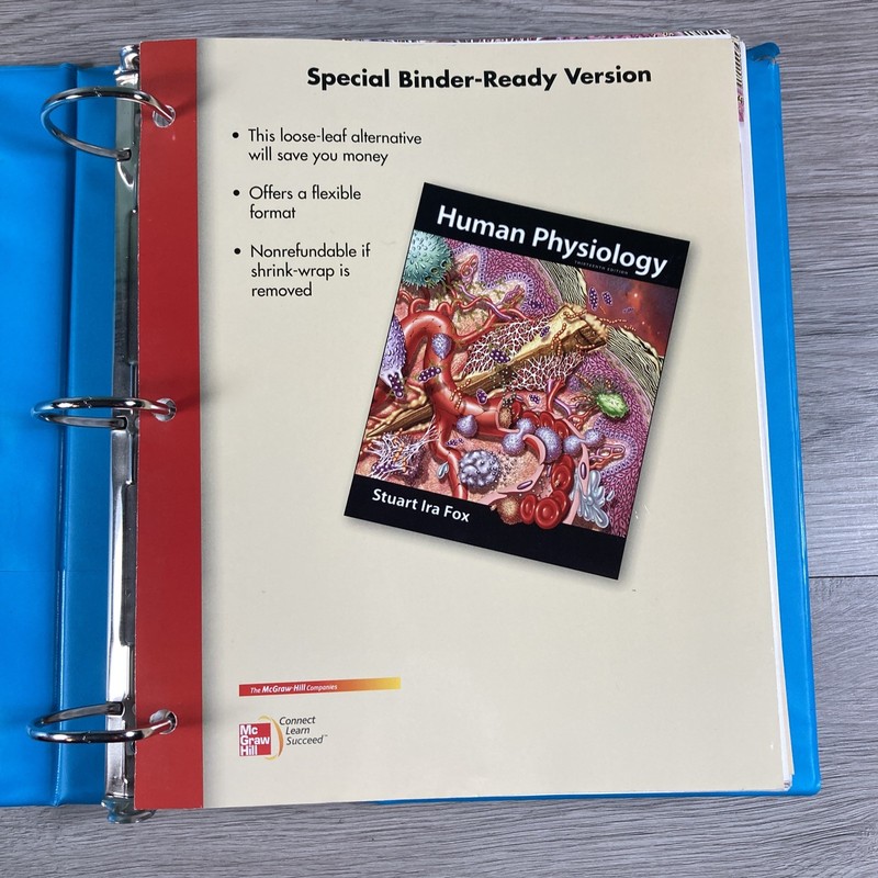 Human Physiology 13th Edition by Stuart Ira Fox Binder Loose Leaf