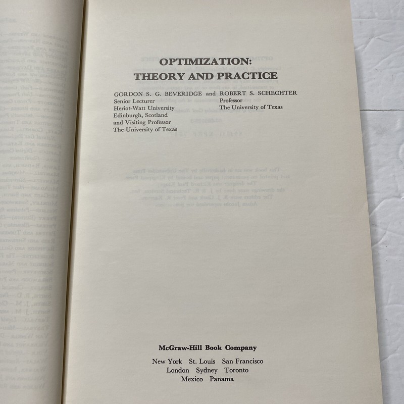 First Edition Optimization Theory and Practice Beveridge Schechter 1970 Vintage gallery