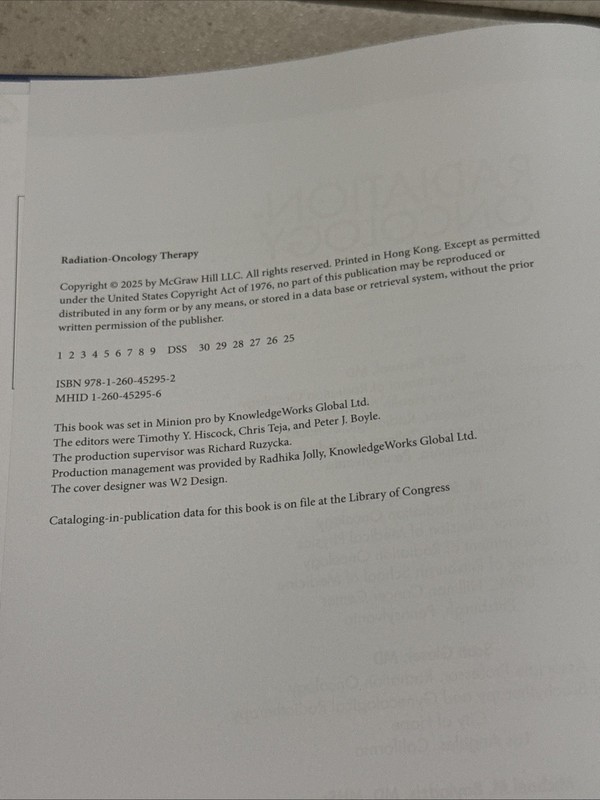 Radiation Oncology Therapy 1st Ed Beriwal Hardcover McGraw Hill ISBN 1260452956 gallery