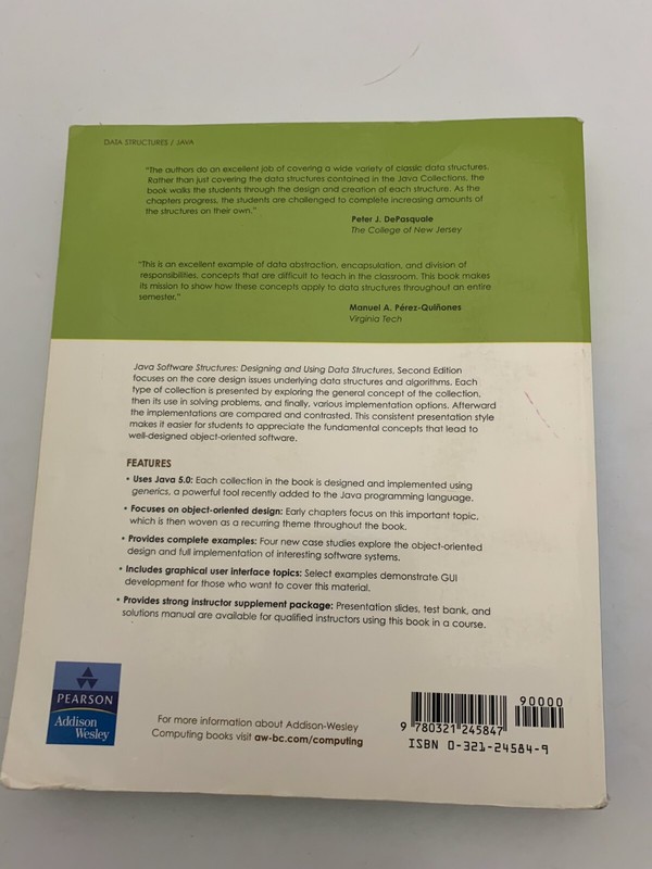 Java Software Structures by Lewis & Chase 2nd Edition 2004 PB VERY GOOD gallery