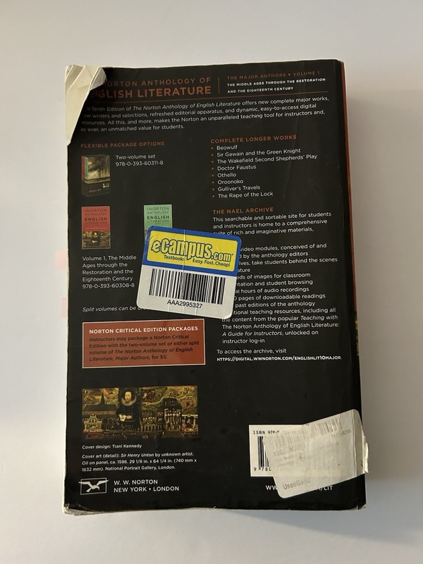 The Norton Anthology of English Literature Tenth Edition Vol 1 W.W. Norton gallery