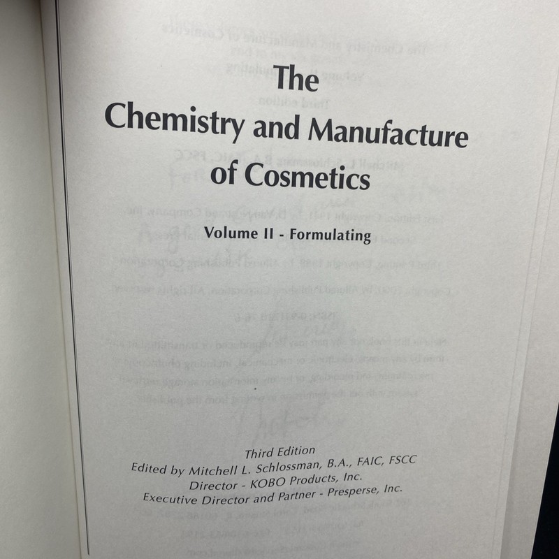The Chemistry And Manufacture Of Cosmetics Volume II Formulating By Schossman gallery
