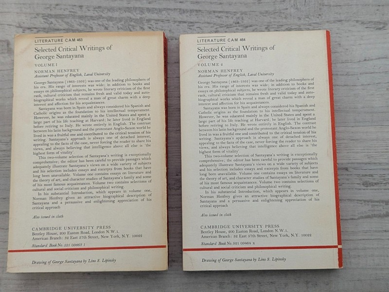 2 vol: Selected Critical Writings of George Santayan - PB/vintage 1968 gallery