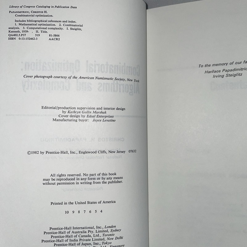 Combinatorial Optimization Christis H Papadimitriou & Kenneth Steiglitz HC 1982 gallery