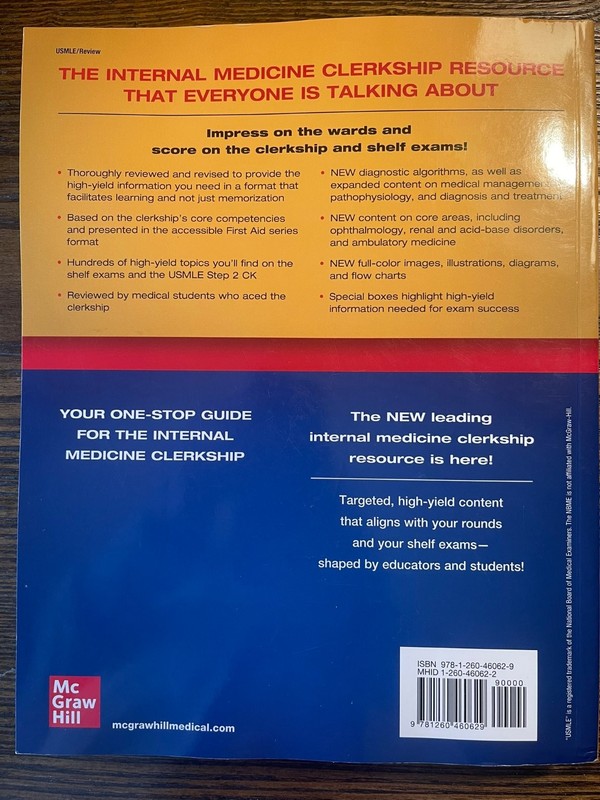 First Aid for the Medicine Clerkship Kaufman 4th Ed McGraw Hill USMLE Review:VG gallery