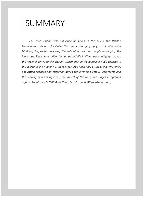 Historical Geography of China, Paperback by Tuan, Yi-Fu, Brand New, Free ship... gallery