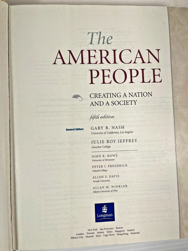 The American People: Creating a Nation and a Society 5th Edtion 2001 0321081676 gallery