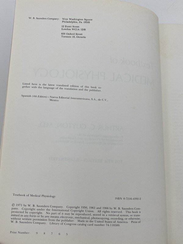 Textbook Of Medical Physiology 4th Edition Guyton Hardcover 1971 gallery